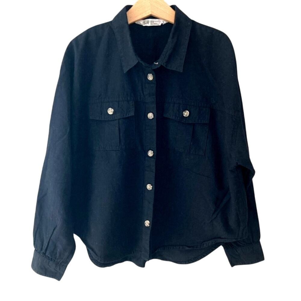 H&M Button Front Shirt - Black - 10